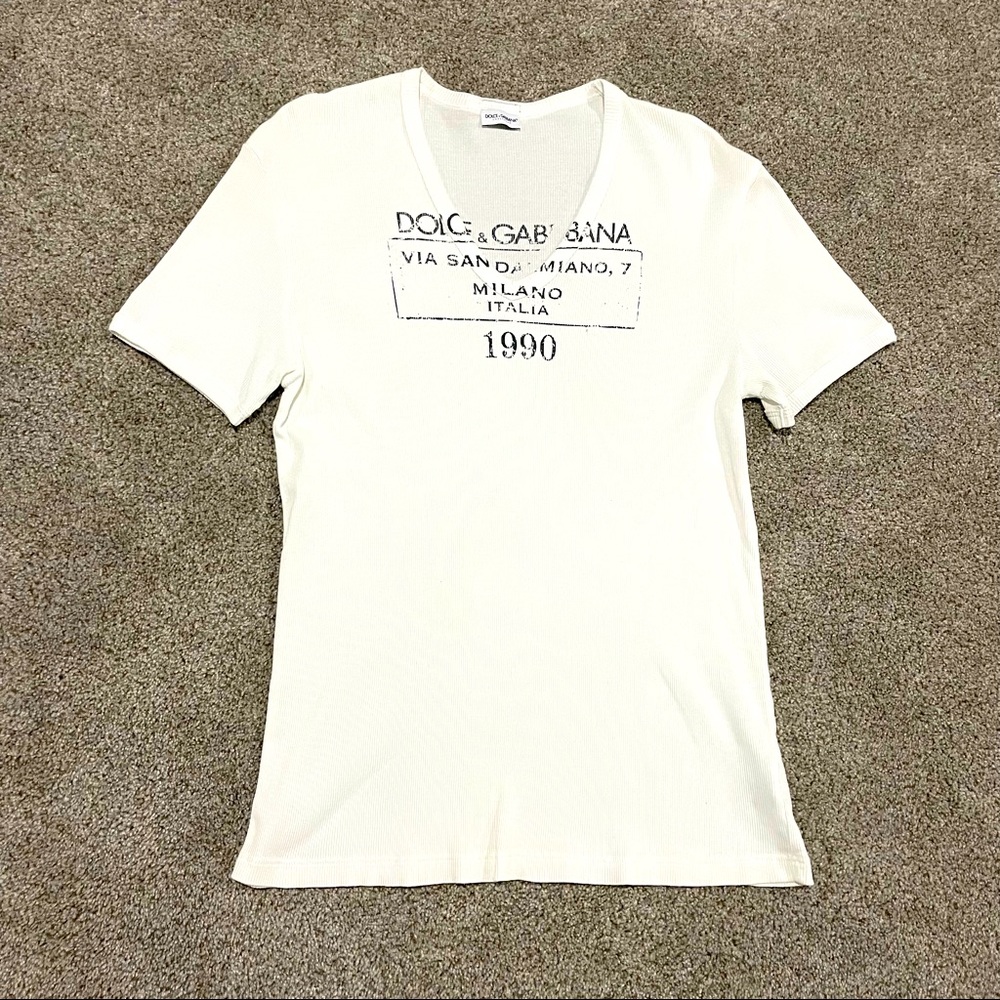 Dolce & Gabbana Men’s V neck white T shirt